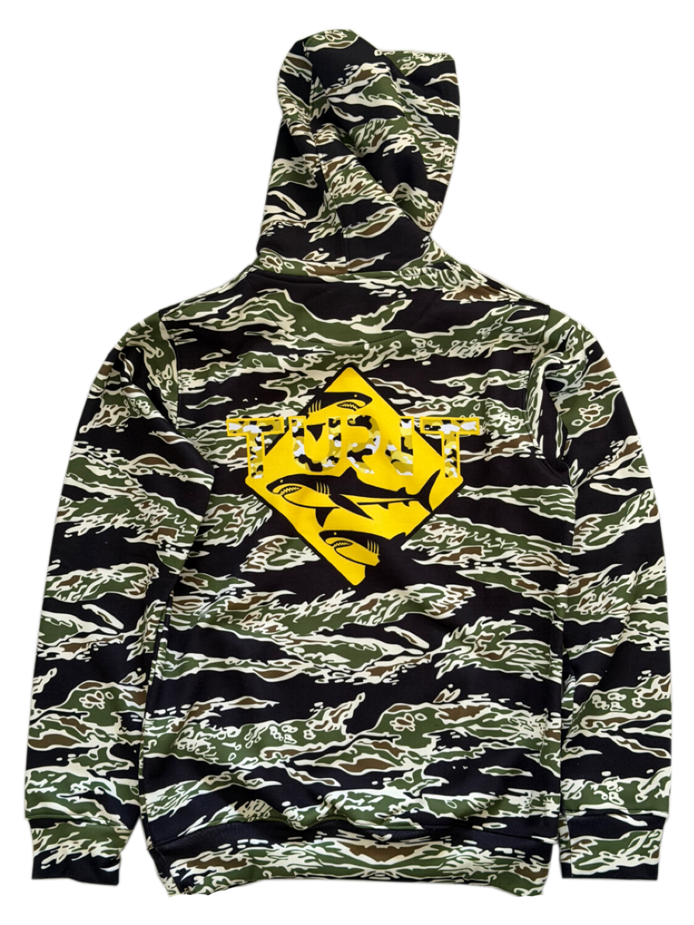 SHARK HOODIE - YELLOW LOGO - TIGER CAMO