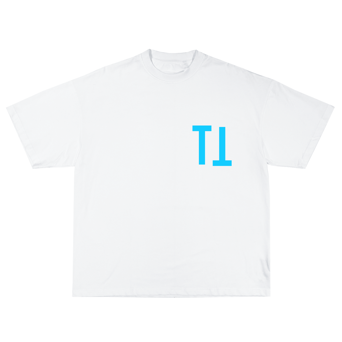 Blue Shark T-shirt in white, front view