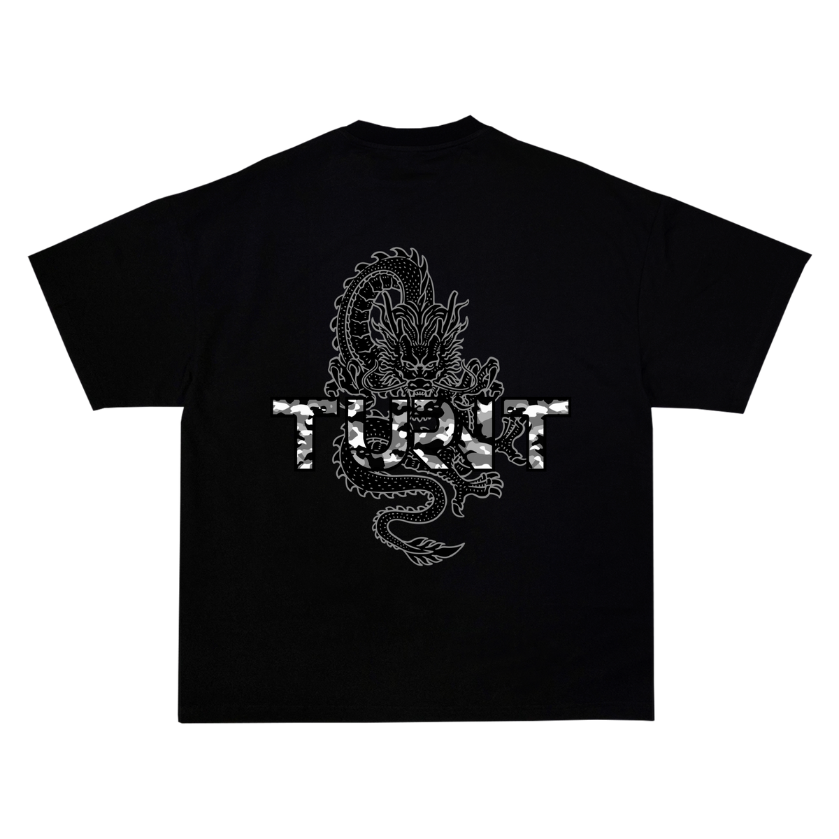 Black Dragon T-shirt in black, back view