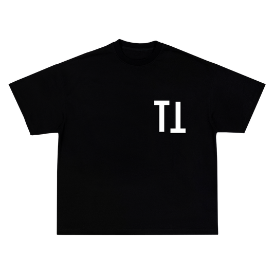 White Dragon T-shirt in black, front view