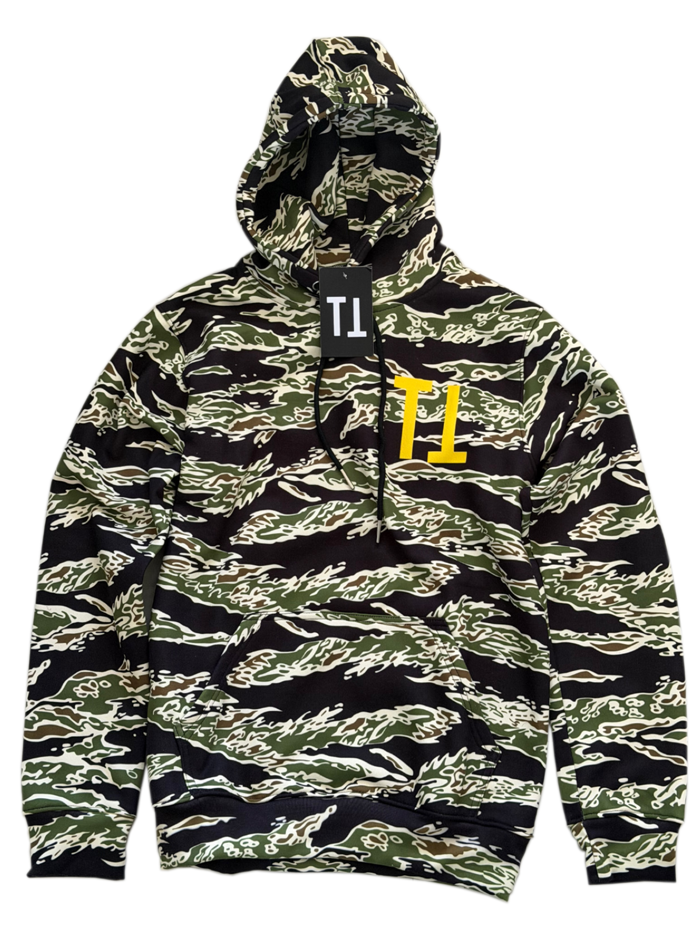 SHARK HOODIE - YELLOW LOGO - TIGER CAMO