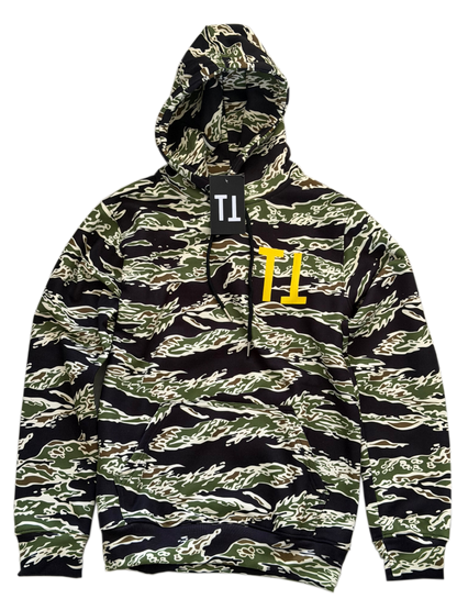 SHARK HOODIE - YELLOW LOGO - TIGER CAMO