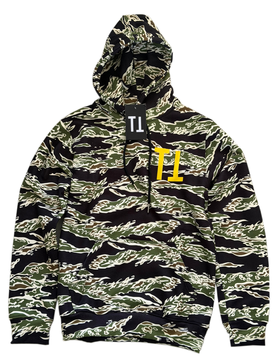 SHARK HOODIE - YELLOW LOGO - TIGER CAMO